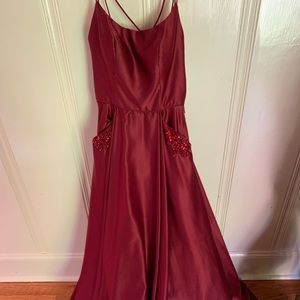 Red formal dress with pockets NWT